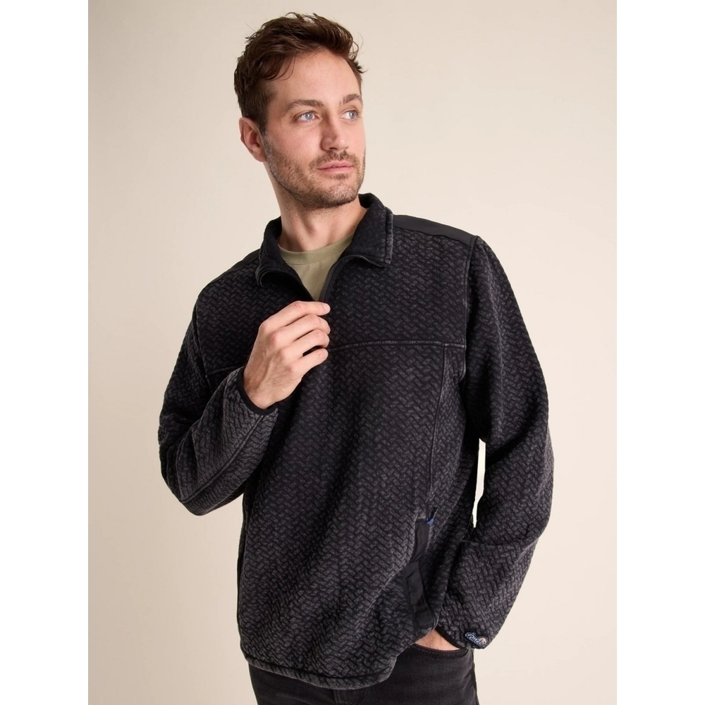 Chubbies The Back To Basic Quilted Quarter Zip Pullover Faded Black Size Large